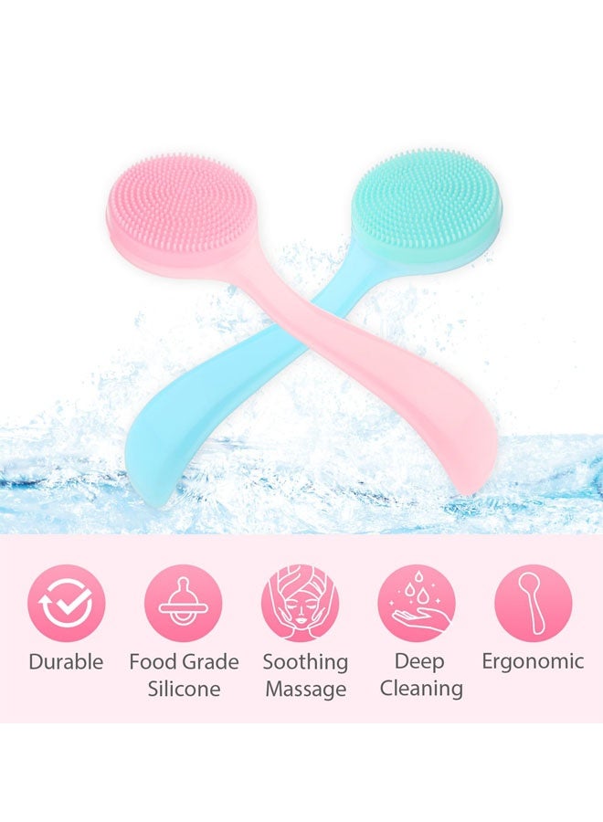 قطعتان من فرشاة تنظيف الوجه المصنوعة من السيليكون للعناية بالبشرة، فرشاة تنظيف الوجه للتنظيف والتقشير وإزالة بقايا المكياج - Image 3